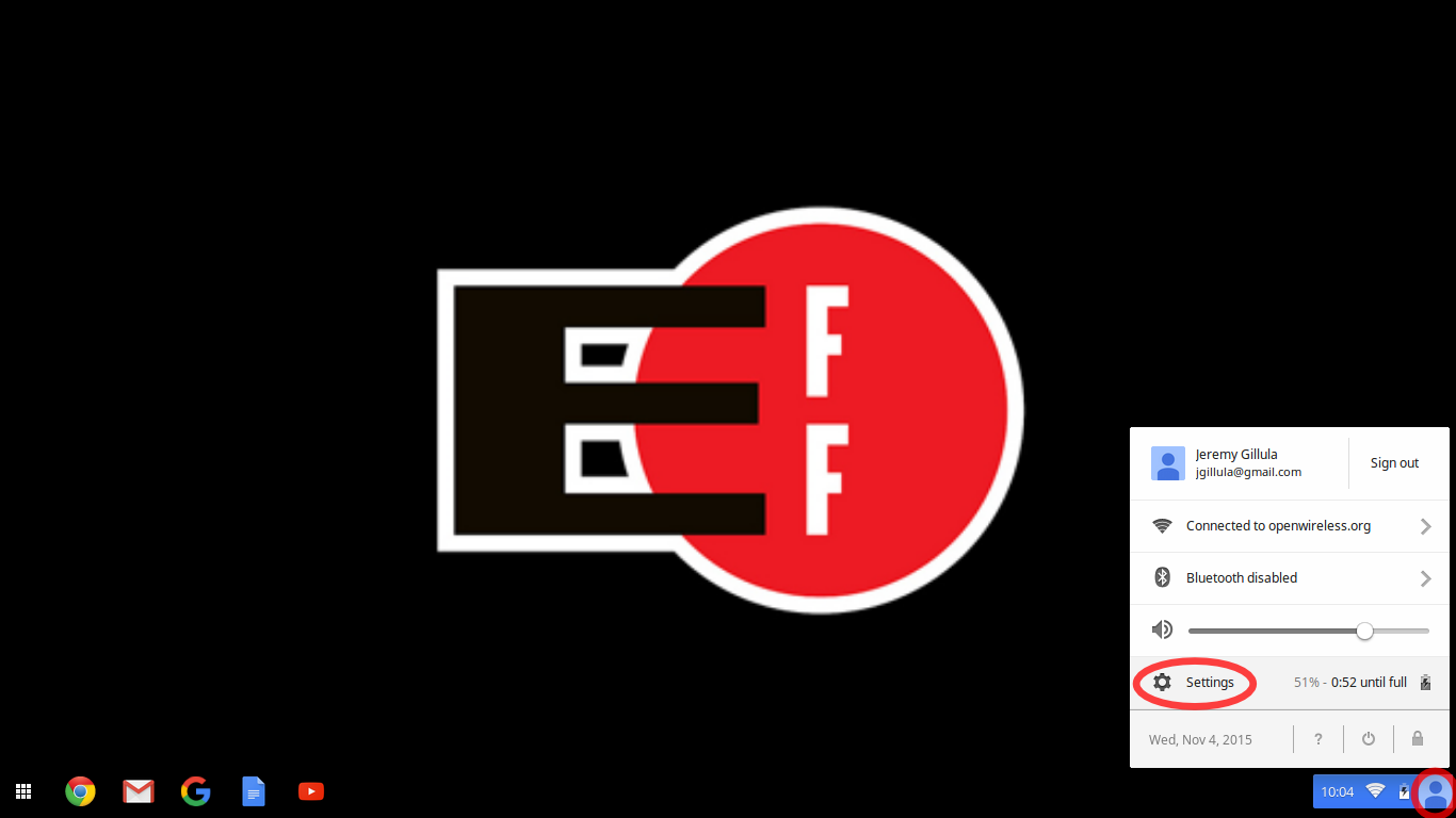 Click your user icon, then "Settings."