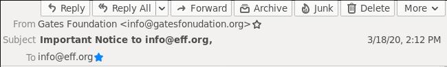 it seems like an email from Gates Foundation. Upon looking closer, the email is actually from Gates Fonudation.