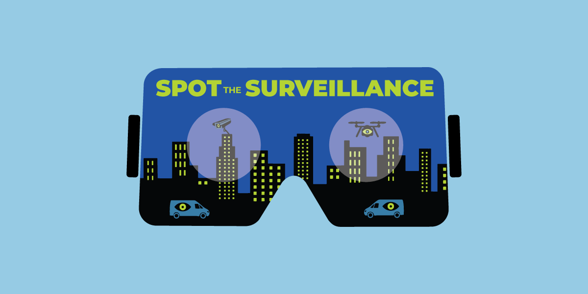 a visor looking at buildings with drones and other spy tech