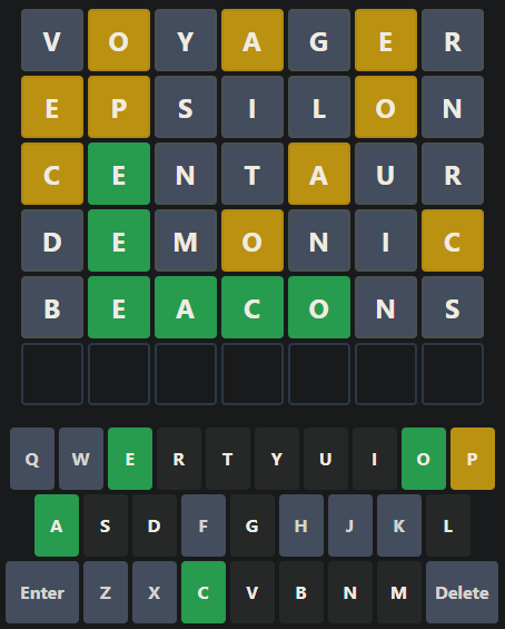 Puzzle 1 Wordle-style puzzle