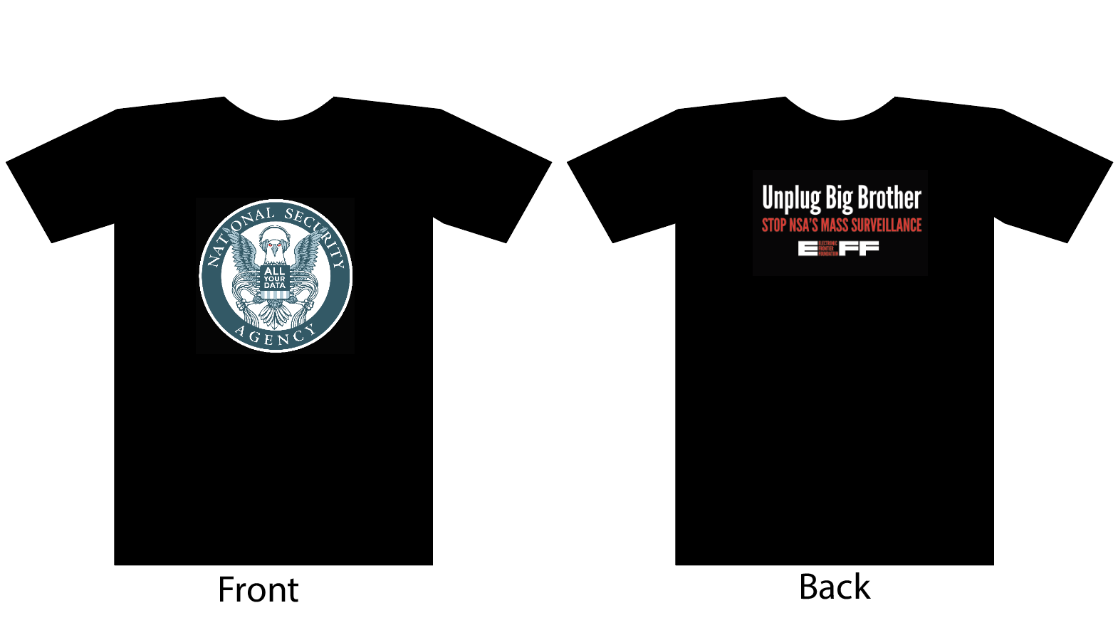 "stop NSA's Mass surveillance." Below that is the EFF logo