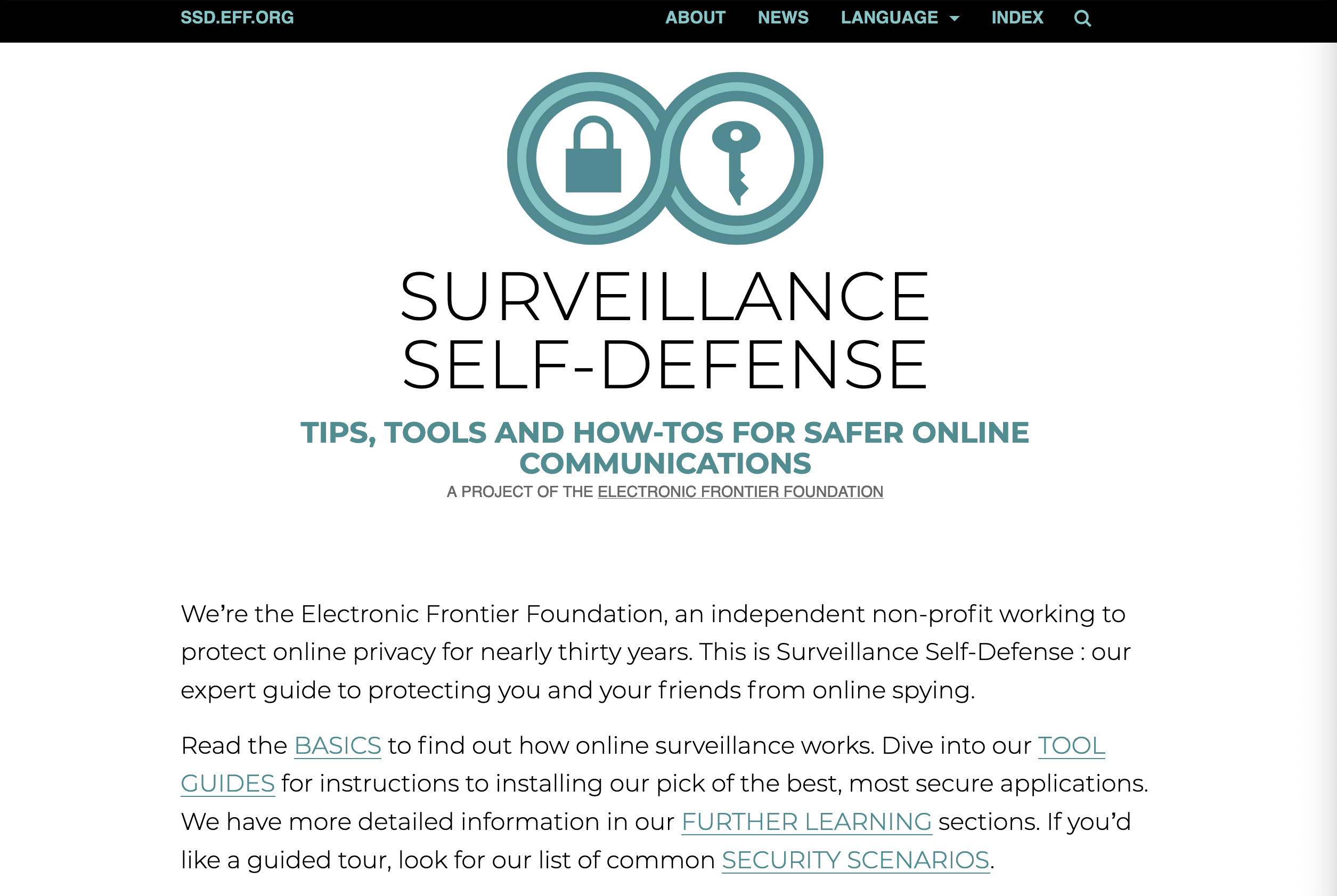 SSD's current design, which further clarifies what sections a guide is in, and expands the security scenarios. SSD's current design, with an infinity logo wrapped around a lock and key